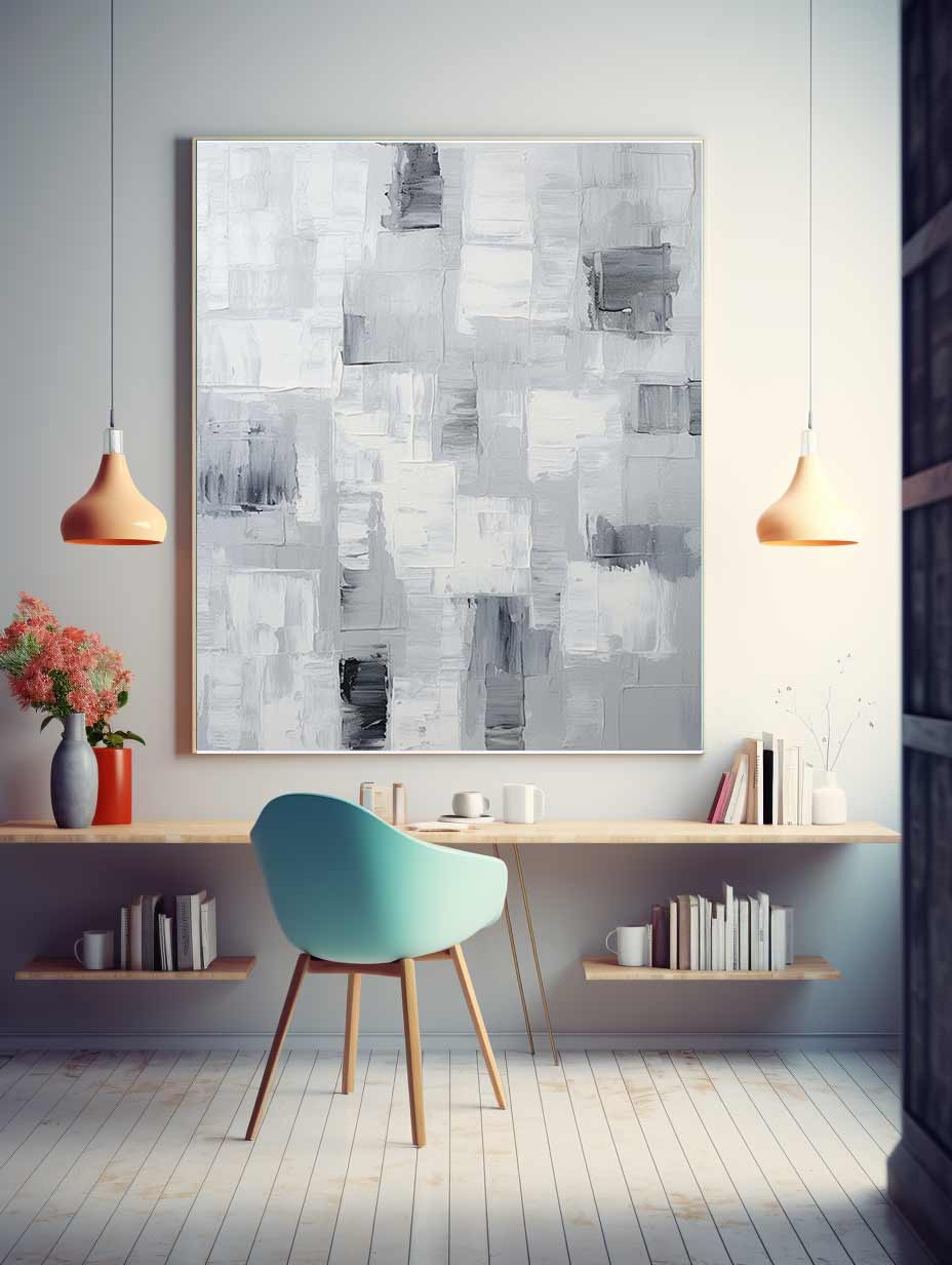 Abstract Painting Grey Canvas Art Print-1