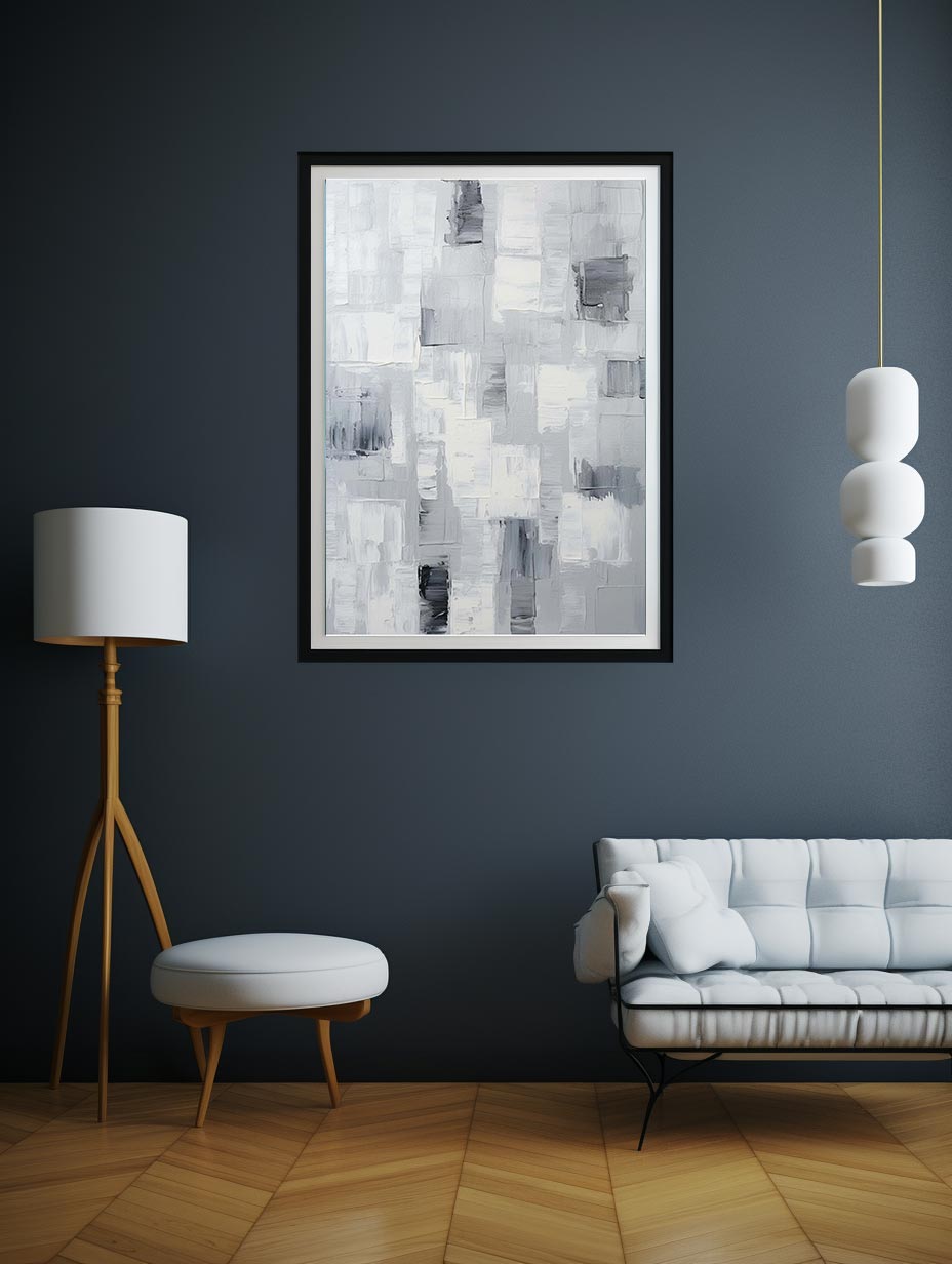 Abstract Painting Grey Canvas Art Print-2