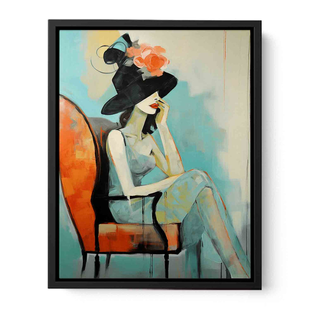 Girl Hat Chair Modern Art Canvas Painting-4