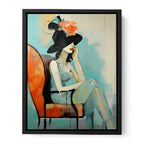Girl Hat Chair Modern Art Canvas Painting-4