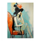 Girl Hat Chair Modern Art Canvas Painting-0