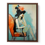 Girl Hat Chair Modern Art Canvas Painting-6
