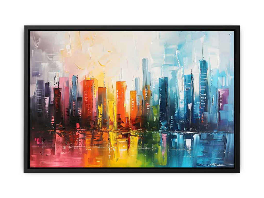 Abstract City skyline  Modern canvas painting-4