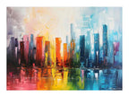 Abstract City skyline  Modern canvas painting-0