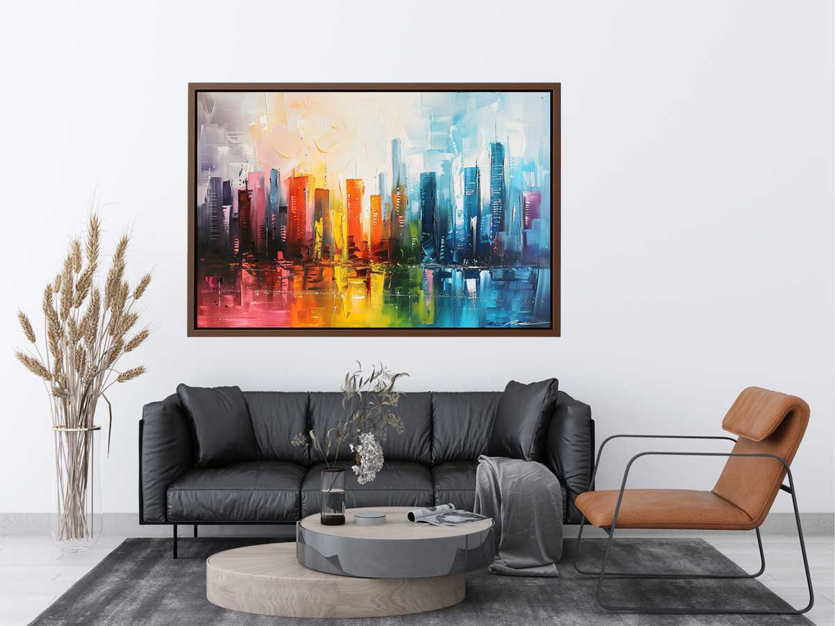 Abstract City skyline  Modern canvas painting-2